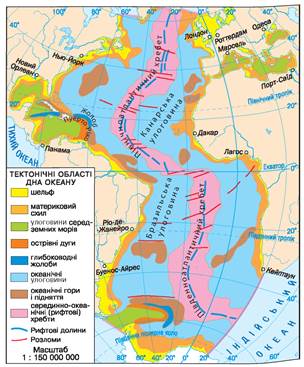 Карта атлантического океана 7 класс. Геологическое строение Атлантического океана. Тектоническое строение Атлантического океана. Рельеф и тектоническое строение Атлантического океана. Атлантический океан строение дна котловины.